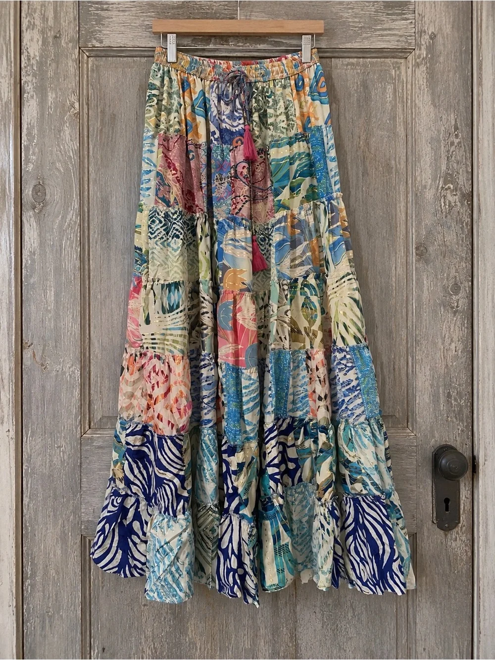 Boho Patchwork Maxi Skirt - Multicolor